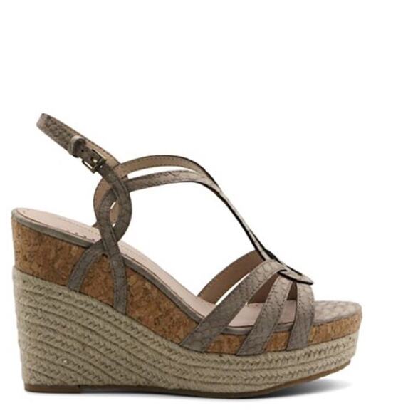 Adrienne Vittadini Espadrille Sandals Women's Size 10 Taupe Platform Wedge Beach - Picture 1 of 4